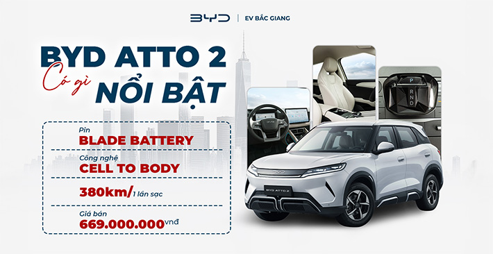 BYD ATTO 2 có gì nổi bật? Pin, công nghệ, giá bán và hiệu suất vận hành